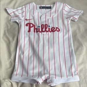 Nike Phillies Baby Romper- White and Red Stripes
